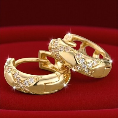 Exquisite zierliche Luxus Damen 18K vergoldet Mädchen Creole mit Kubi Zirkonia