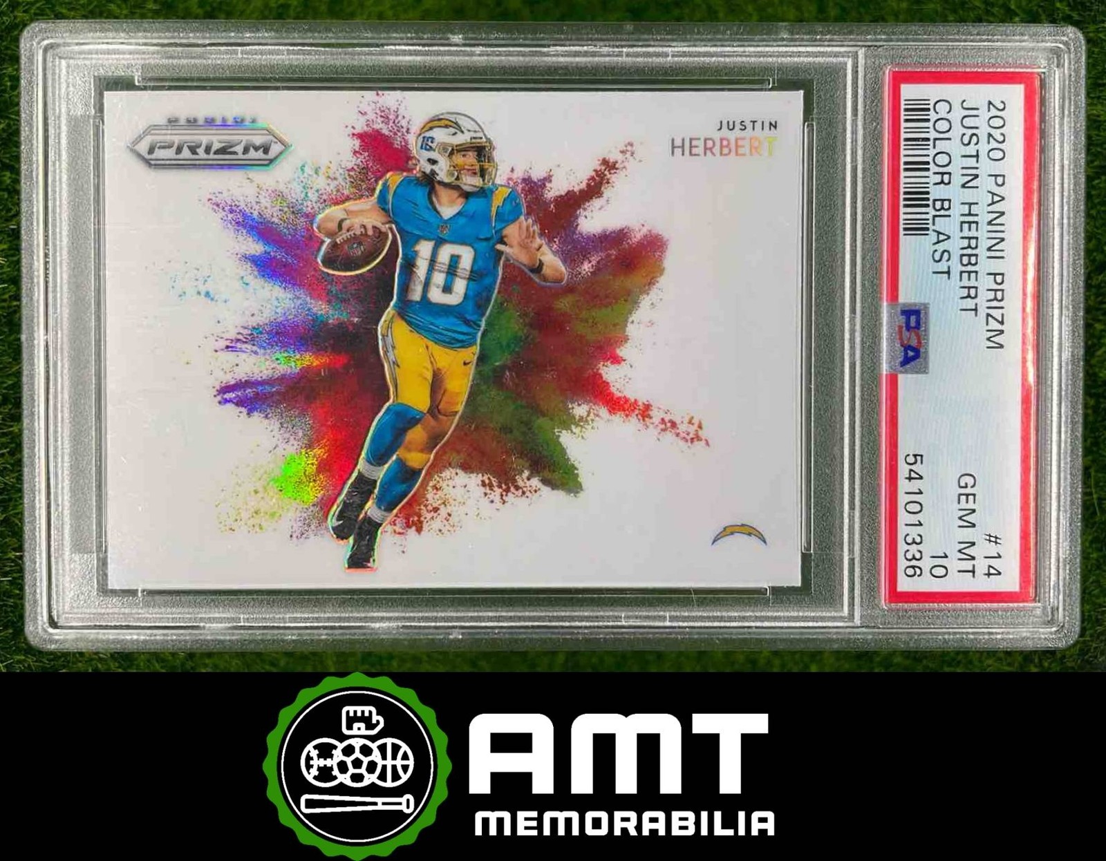 Justin Herbert Panini Prizm Color Blast #14 Base