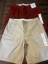 New Boys Cat  Jack Flat Front Shorts Size 12 Two Pair Tan Brown At The Knee