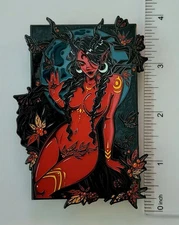 Red Devil Moon Berries Lewd Enamel Pin, Glow in the Dark, Captivating Audience