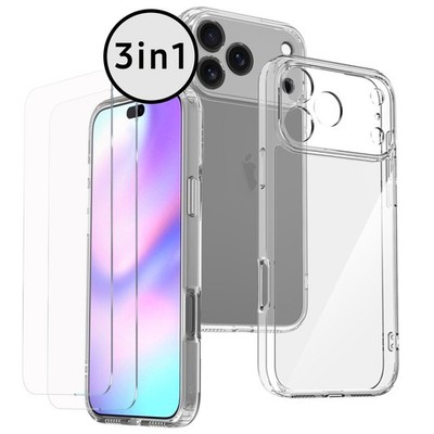 Hülle + 2x Schutzglas 9H für iPhone 17 Pro Max Air Panzerfolie Handy Case Glas