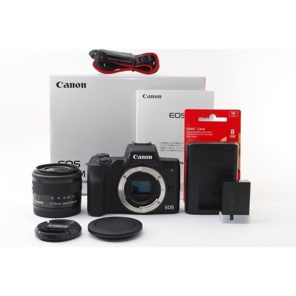 MINT-] Canon EOS M50 Kiss M Black + 15-45mm IS STM Lens 4K Selfie