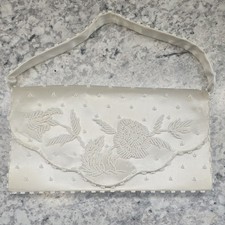 1960s hand made Emson White Satin Evening Bag Beaded Style 200/280 MPN 200/280