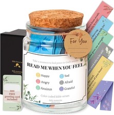 Bible Verse Jar   Christian Gifts for Women Faith, Pastel Colors and White