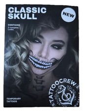 Skull Face Temporary Tattoos Metallic Neon Waterproof Halloween Designs