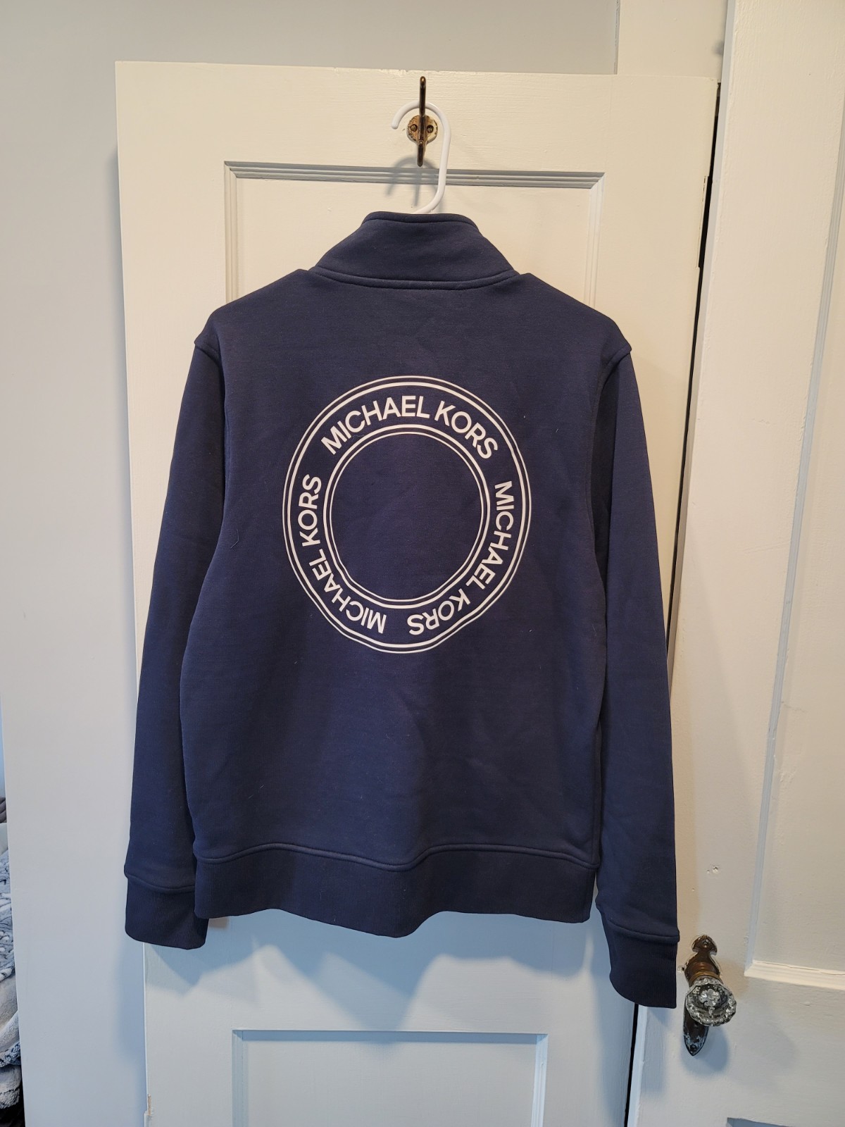 Michael Kors Men's Logo 1/4 Zip Mock Neck Knit Sweatshirt Midnight Size L thumbnail 3