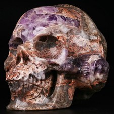 4.5" Dream Chevron Amethyst Carved Headset Skull, Realistic, Crystal Healing