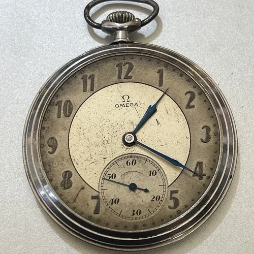 1936 Omega Pocket Watch 16S 15J Antique Silver rite Case