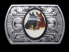 UB11155 REALLY GREAT  TWO HORSES  WESTERN  COWBOY BELT BUCKLE