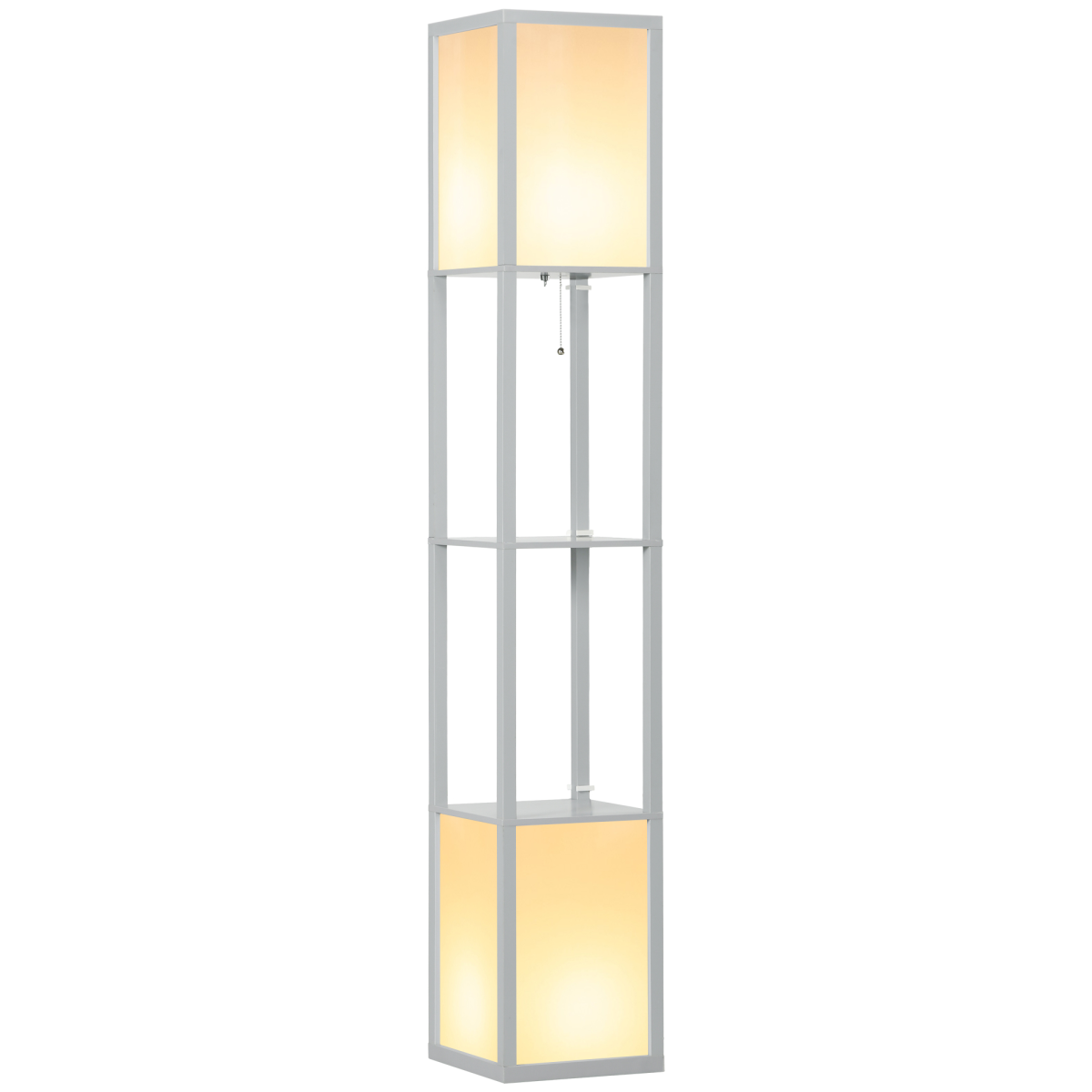 Homcom Unisex Light Grey Shelf Floor Lamp With Dual Light, For Living Room, Bedroom In - Image 2