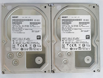Lot of 2 HGST 2TB HUS724020ALE640 3.5'' 7200RPM SATA Hard Drive/249hrs