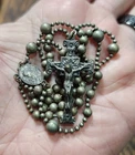 Vintage WWII Military Rosary Religious Catholic Medal Crucifix Pendant Lot #E