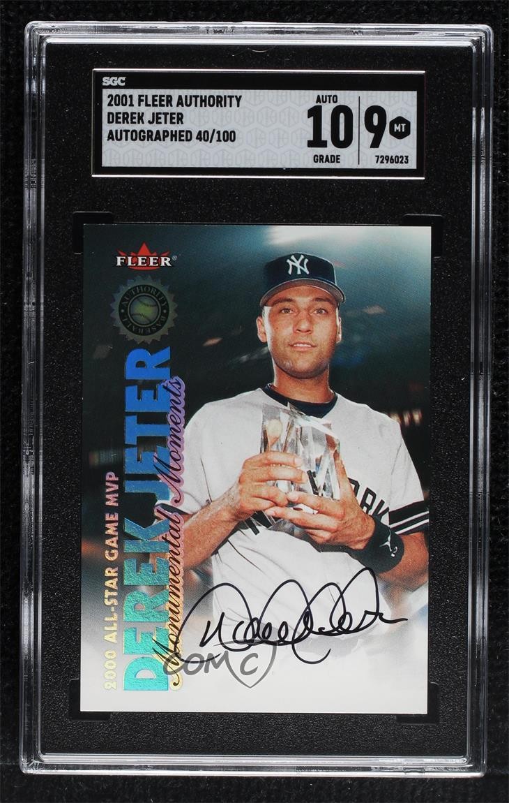 2001 Fleer Monumental Moments Authority 40/100 Derek Jeter SGC 9 MINT Auto HOF
