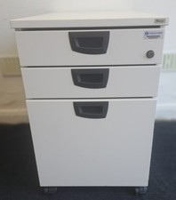 Kinnarps white under desk mobile pedestals with locking wheels