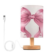 Pinks Bows Lovely LED Table Lamp for Bedroom Bedside Lamp with USB Charging P...