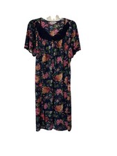 Vanity Fair Vintage Floral Nightgown Size M Full Button Front Tricot Made In USA