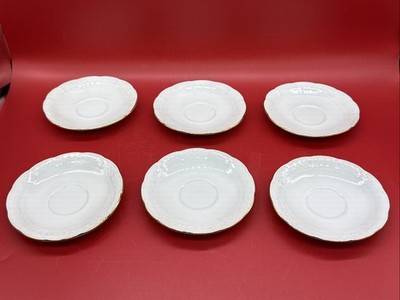 Thun TK Czechoslovakia White Gold Trim Tea Coffee Cup 4.25  Saucer Only Set of 6