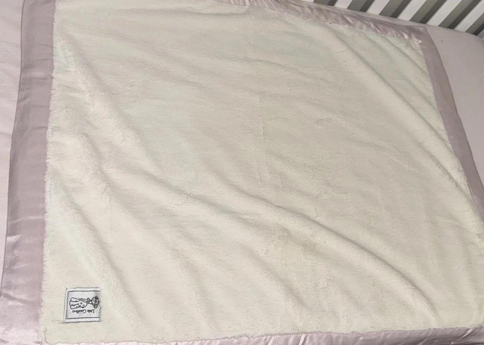 LITTLE GIRAFFE Light Pink Plush Chenille Satin Trim Baby Blanket 30x36 EUC Soft - Image 2 of 4