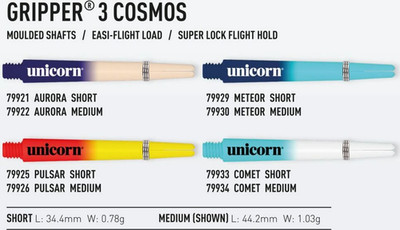 Unicorn Gripper 3 Cosmos Tow Tone Shafts, Dartshafts Unicorn, Softdart, Shaft