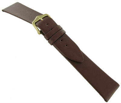 14mm Hirsch Italocalf Brown Genuine Calfskin Leather Flat Watch Band Regular