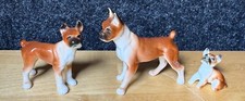 Vintage Miniature set of 3 bone china porcelean boxer dogs - Made in Japan