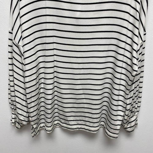 Cabi Womens Black White Striped Oversized Relax Game Day Tie Neck Sweatshirt S - Picture 8 of 11