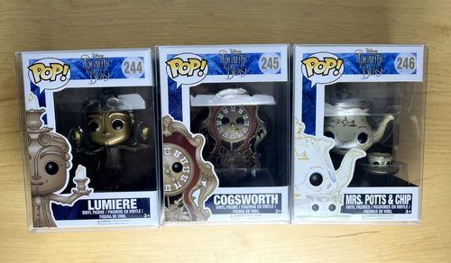 Funko Pop Disney - Lumiere #244 Cogsworth #245 Mrs Potts & Chip #246 Set Of 3