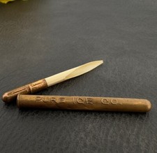 ANTIQUE  SIGNED GERMANY ADVERTISING SEWING NEEDLE PEN CASE TUBE  PURE ICE CO