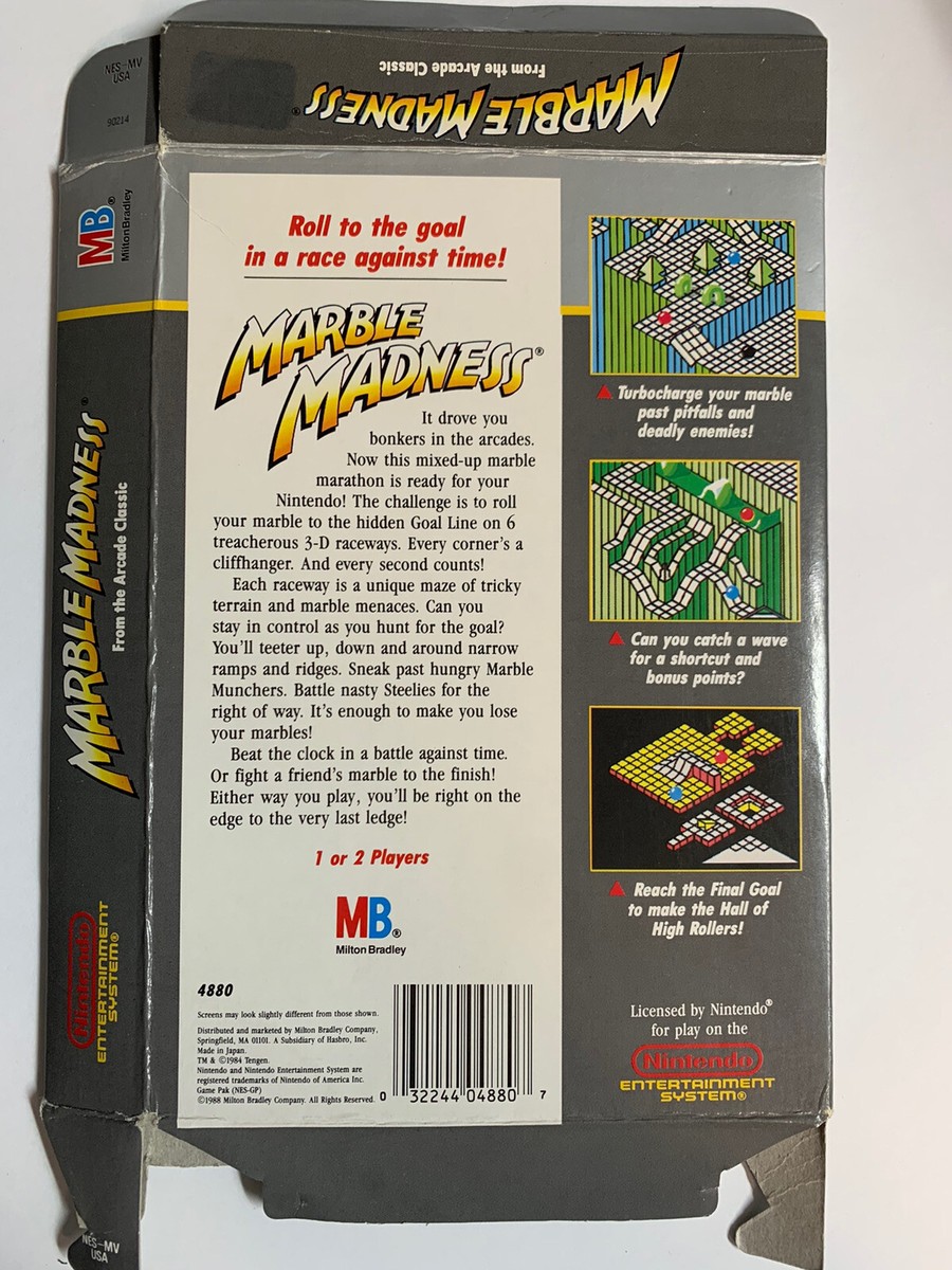 Nintendo Marble Madness NES box | eBay