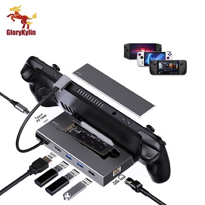 GloryKylin - Steam Deck Dock, 7-in-1 Dock Station with M.2 NVME SSD Enclosure