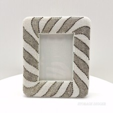 VTG Silvestri White Silver Beaded Picture Photo Frame 4x5.5 in, Free Standing