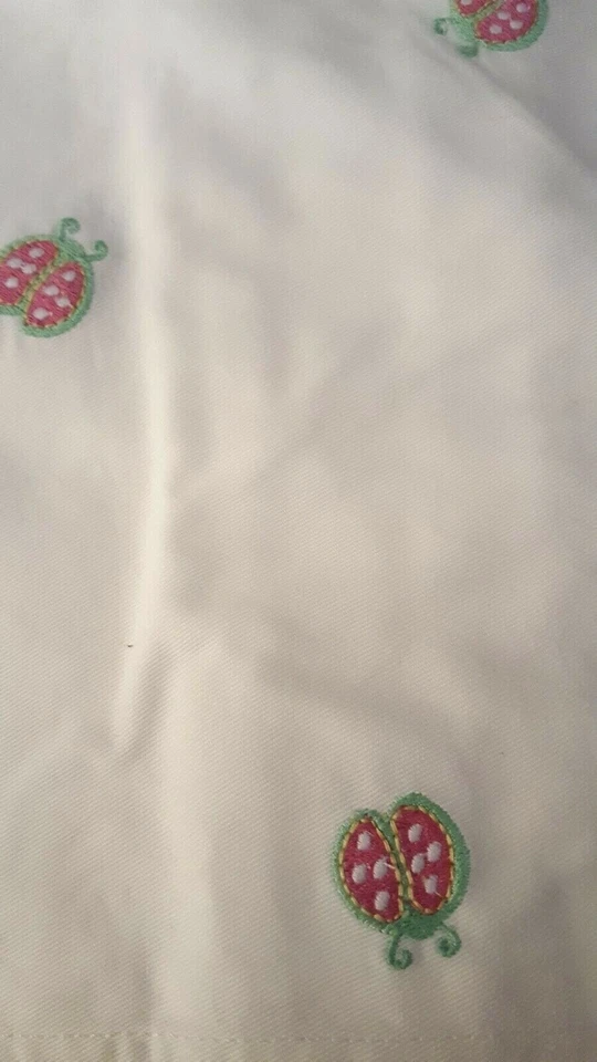 New Pottery Barn Kids LADYBUGS Crib SKIRT Embroidery girl bedskirt Adorable! - Image 3 of 4