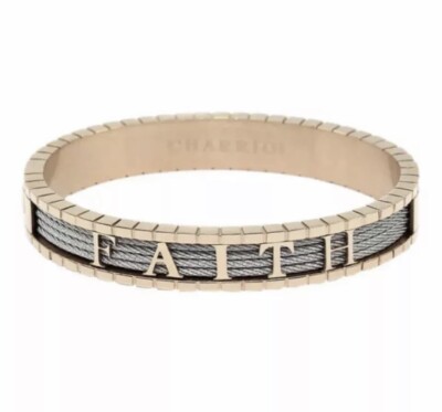 Charriol '' Faith '' Bangle Bracelet 04-102-1139-17FA ~ Rose Gold ~ Size Large