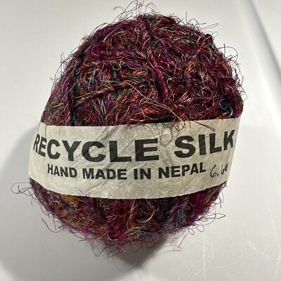 1 RECYCLE SILK Handmade 6.4oz Craft Yarn Made in Nepal MULTICOLOR sari