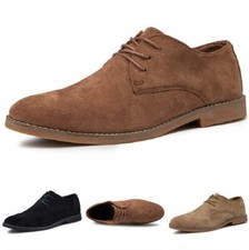 Mens Oxfords Lace up Pointy Toe Business Casual Dress Formal Suede Leather Shoes