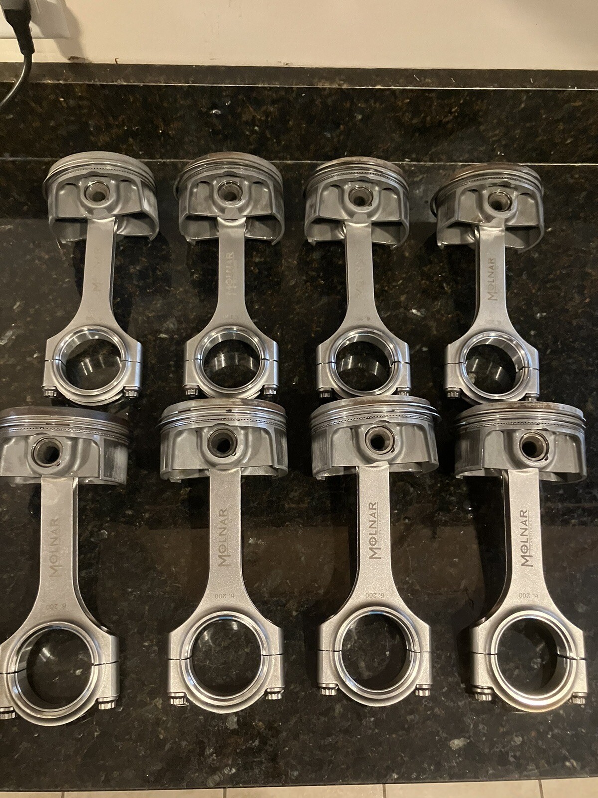 Lot of 8 Dodge Hellcat Mopar Pistons Molnar Rods ARP Studs Hemi Low