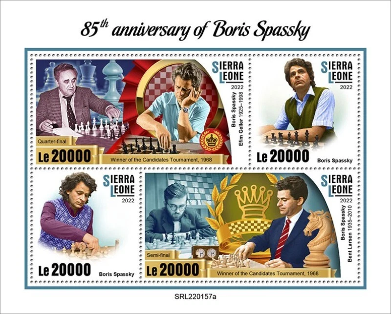 SIERRA LEONE 2022 85th ANN OF BORIS SPASSKY CHESSMASTER S/SHEET SET MINT NH