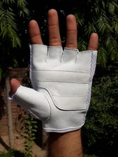 FINGERLESS Gloves WEIGHT LIFTING WORKOUT Training Motorcycle LEATHER Gym Exercis