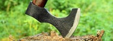 Custom High Carbon Steel Tomahawk Hatchet AXE , Integral Wood Engraved Handle
