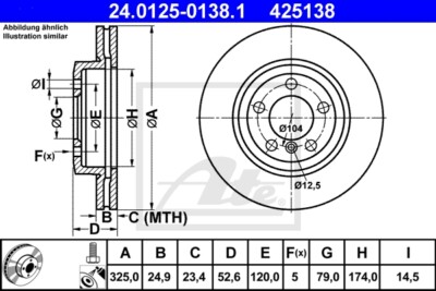 ATE 2 Original Bremsscheiben belüftet 325 mm Vorne (1420-21570) für BMW 3 Z4 |