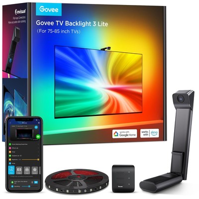 TV Backlight 3 Lite with Fish-Eye Correction Function Sync to 75-85 Inch TVs ...