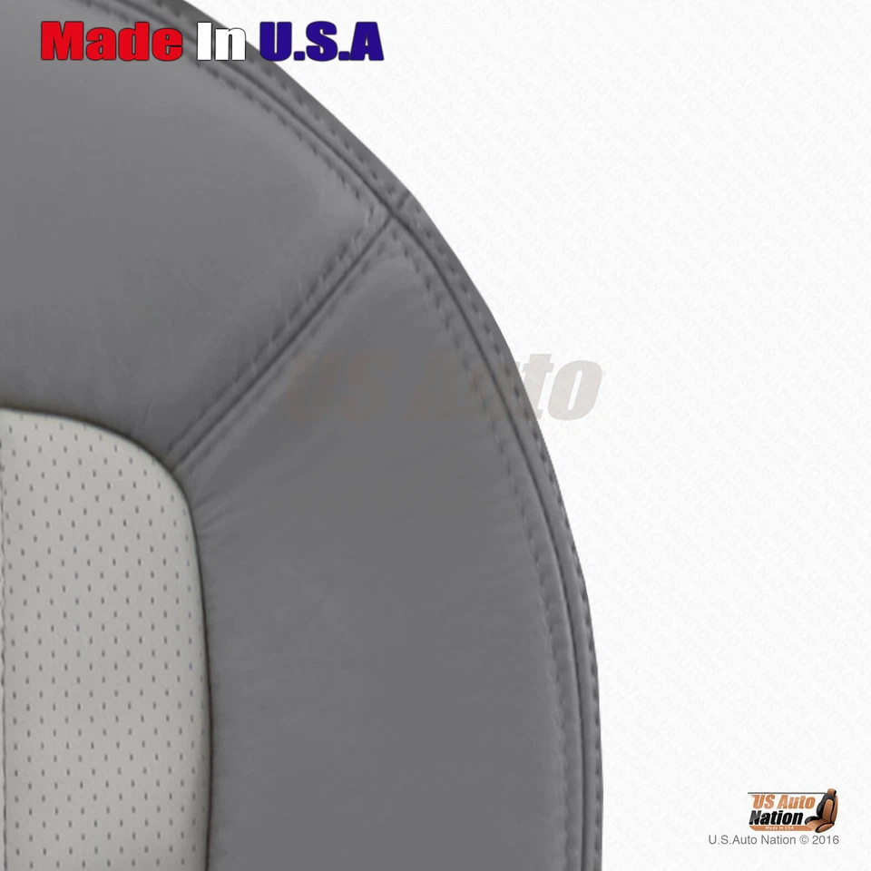 2002 2003 Mercury Mountaineer Driver & Passenger Bottom Leather Seat Cover Gray - Image 2 of 4