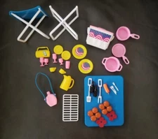 Vintage Barbie All American Camping Playset #7223 pcs -Chairs-Pots-Soda-Cooler +