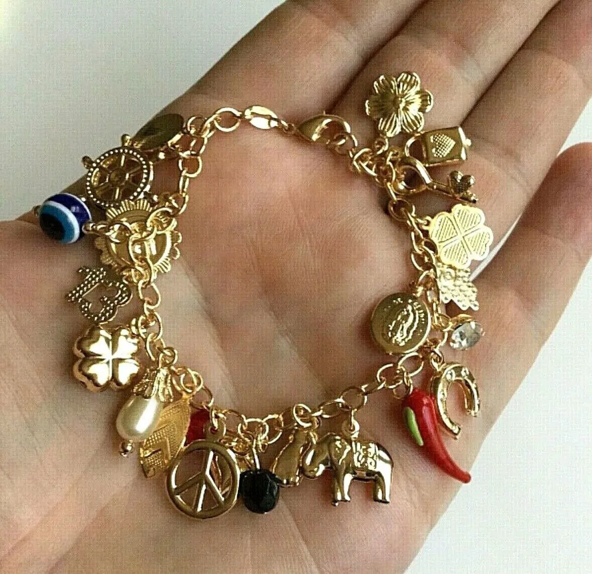 Vintage Ocean Themed 14K Gold Charm Bracelet