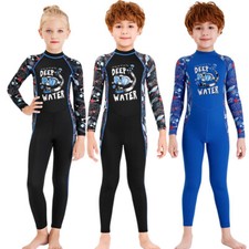 Boys Girls Full Body Swimsuit Kids One Piece Long Sleeve Wetsuit Skin Sunsuit