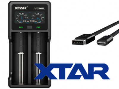 Xtar VC2 SL - Ladegerät für Li-Ion Akkus 3,6V - 3,7V und NIMH Akkus mit USB Kabe