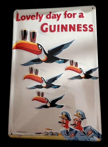 Guinness Beer Metal Sign "Lovely Day for a Guinness" Retro Vintage Irish Stout