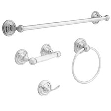 Greenwich 4-Piece Bath Hardware Set 24 In. Towel Bar, Toilet Paper Holder, Towel
