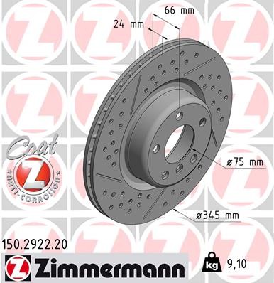 Zimmermann 150.2922.20 Brake Disc for BMW