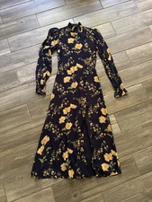 Reformation Stevi Floral Midi Dress Size 2 Viscose Long Sleeve Anthropologie NWT